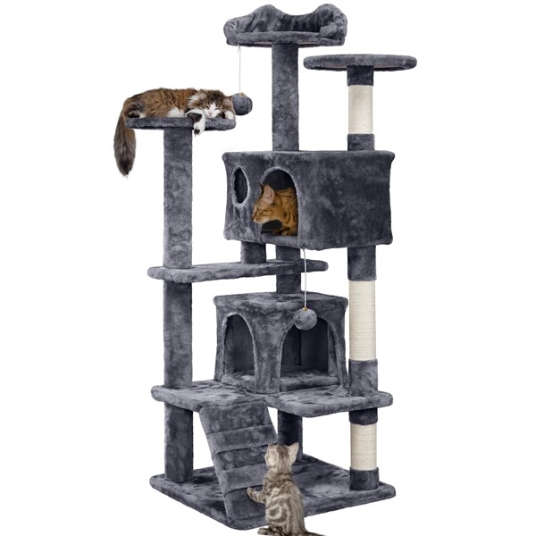 54in Cat Tree Tower Condo with Scratching Post for Kittens Pet House Furniture