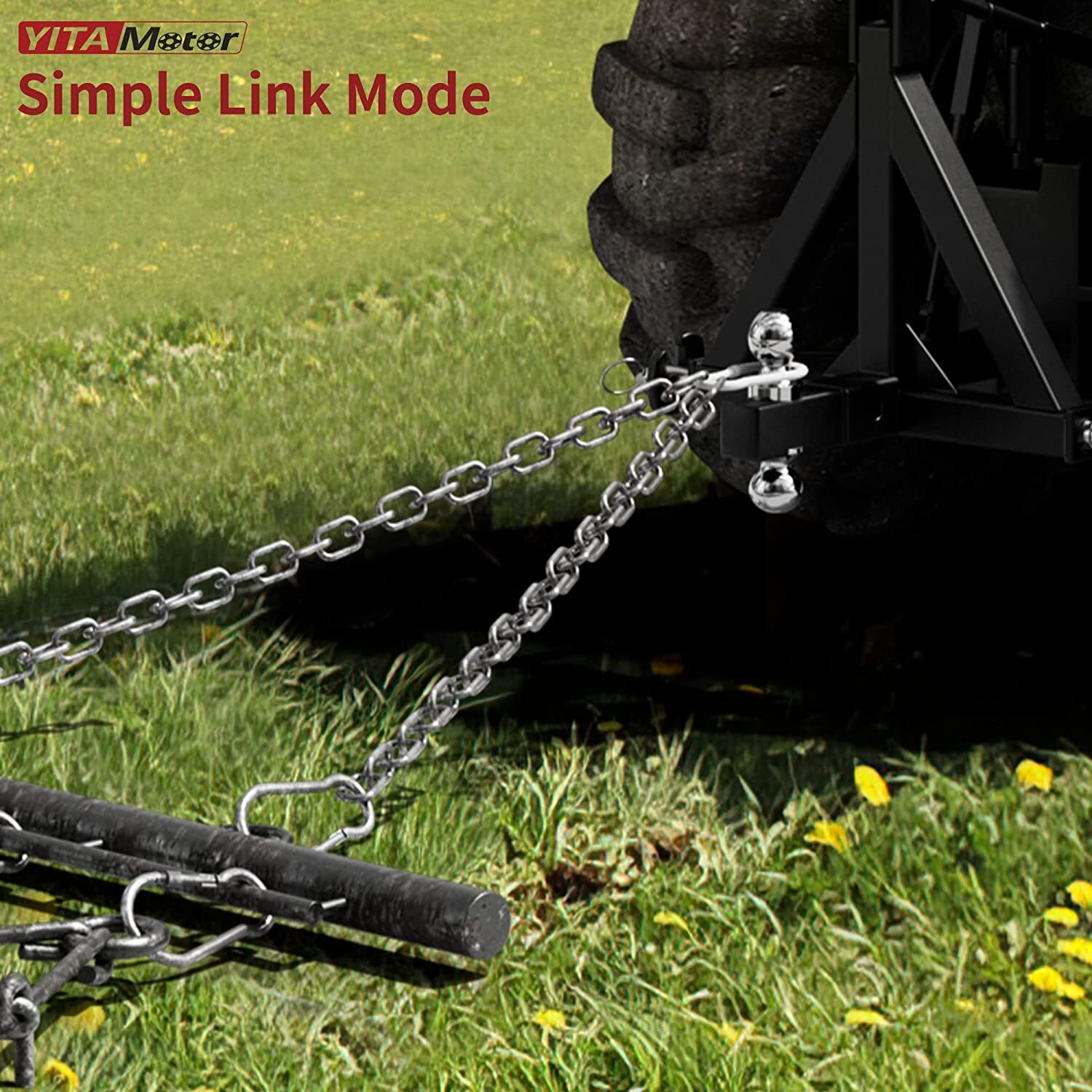 4FT X 4FT Heavy Duty Drag Harrow 3/8in Tines Chain for ATV UTV Leveling Grading