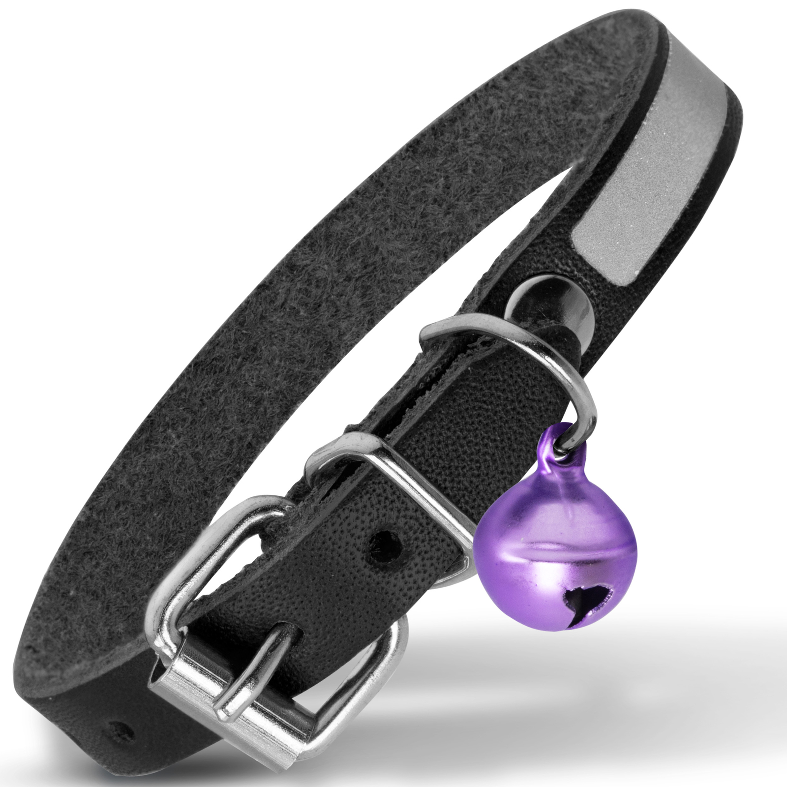 Filbert Leather Cat Collar, Reflective Cat Collar with Bell
