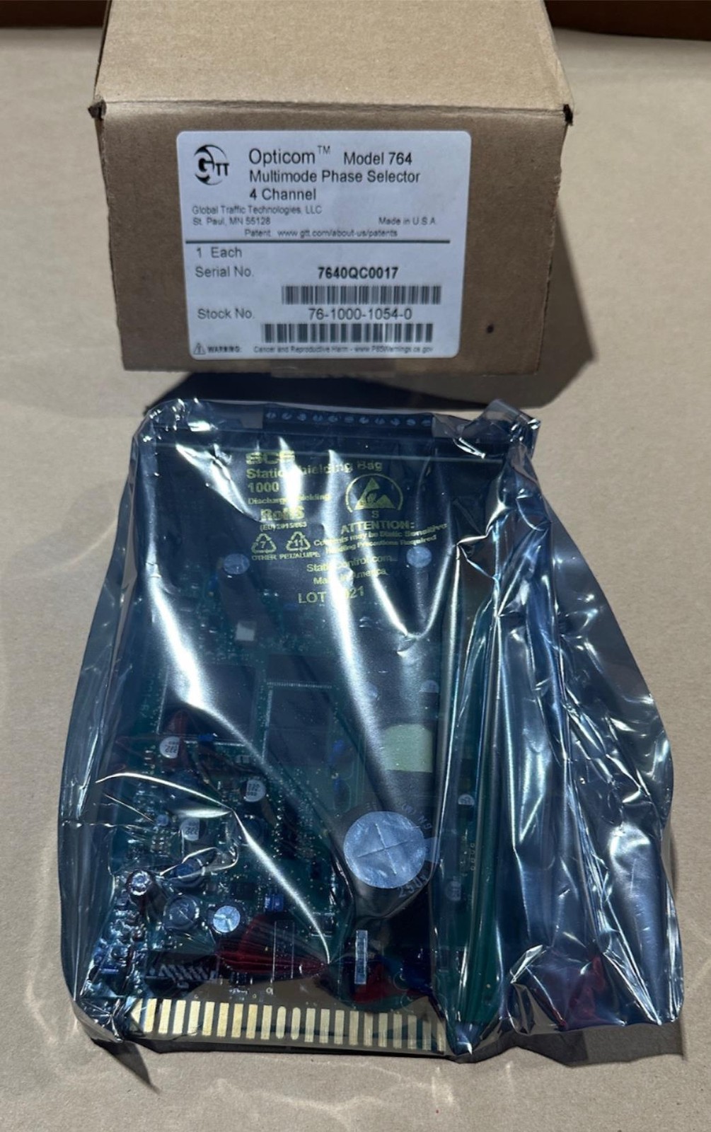 GTT Opticom IR 764 Multimode Phase Selector 4 Channel Board 76-1000-1054-0