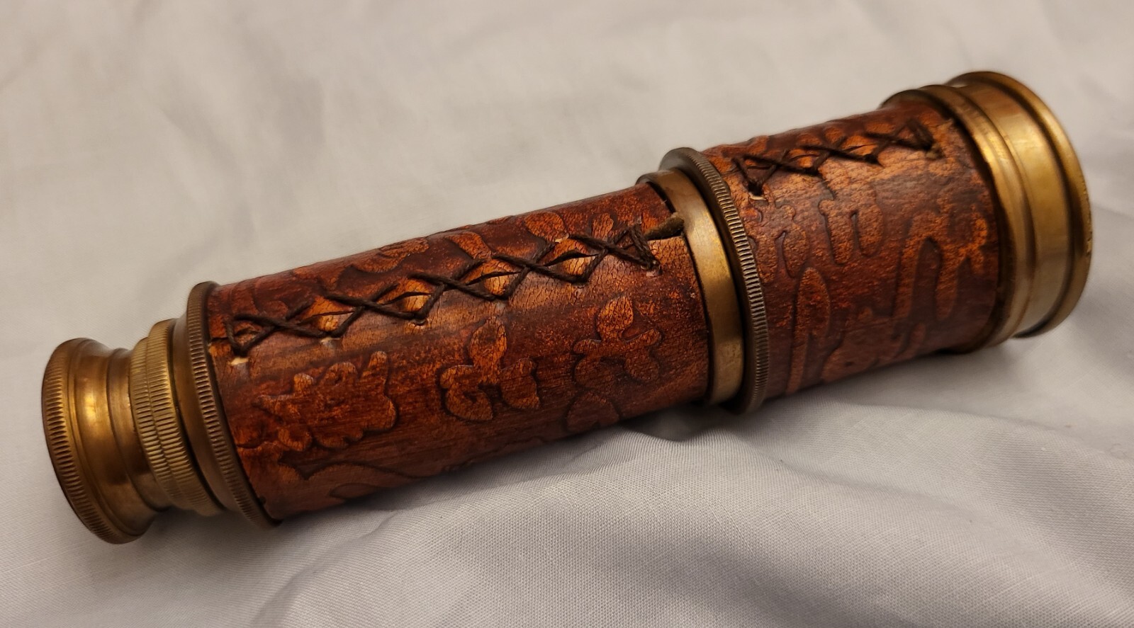 Vintage Telescope Antique Astronomy Space Stars Old Gold Lustre Wooden Box Retro