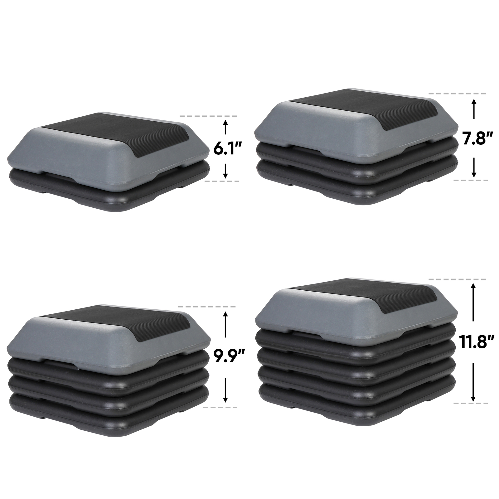 2PCS 16"x16"Aerobic Step Platform Exercise Workout Aerobic Stepper 4" - 12"