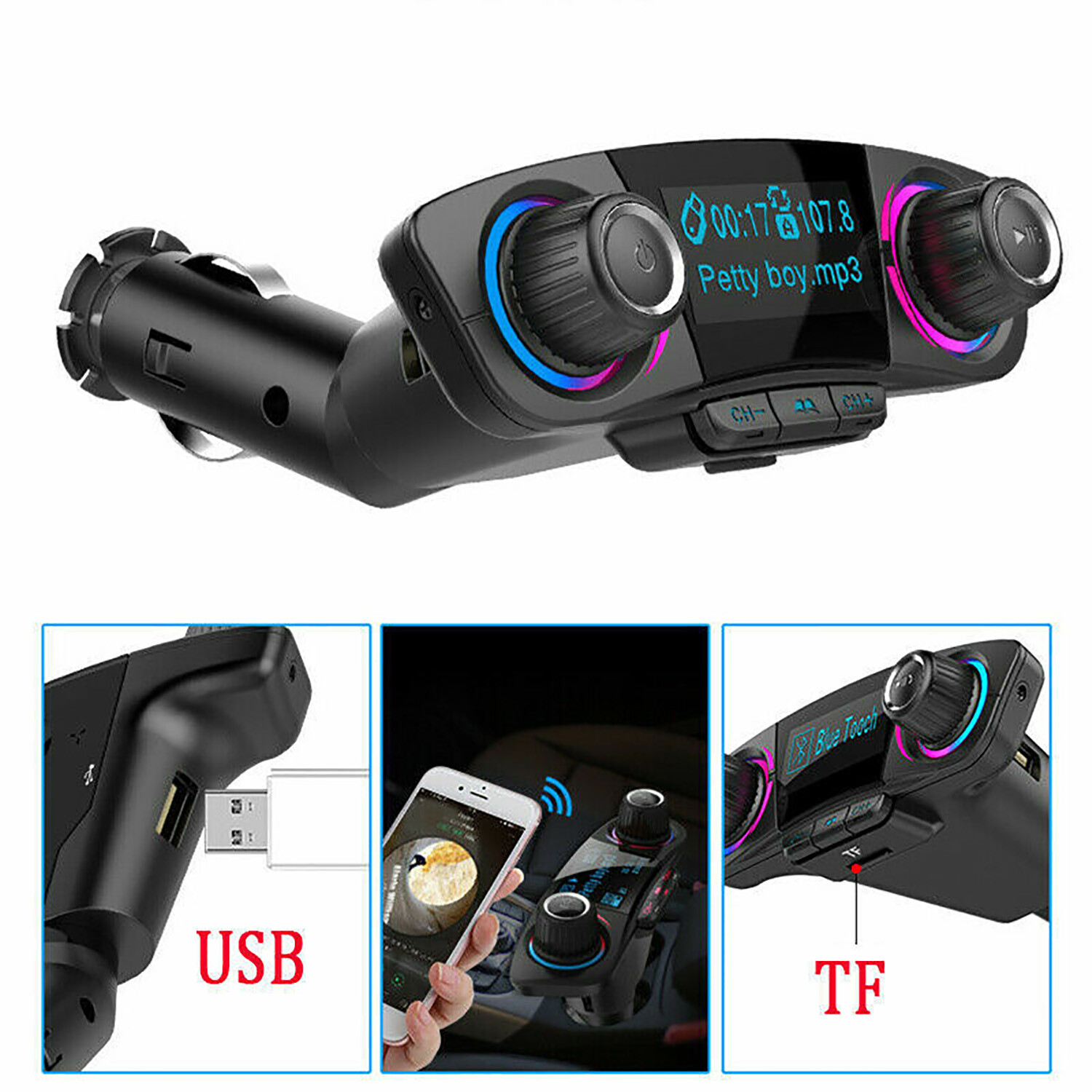 Bluetooth Car FM Transmitter MP3 Player Hands free USB Charger Radio Adapter Kit