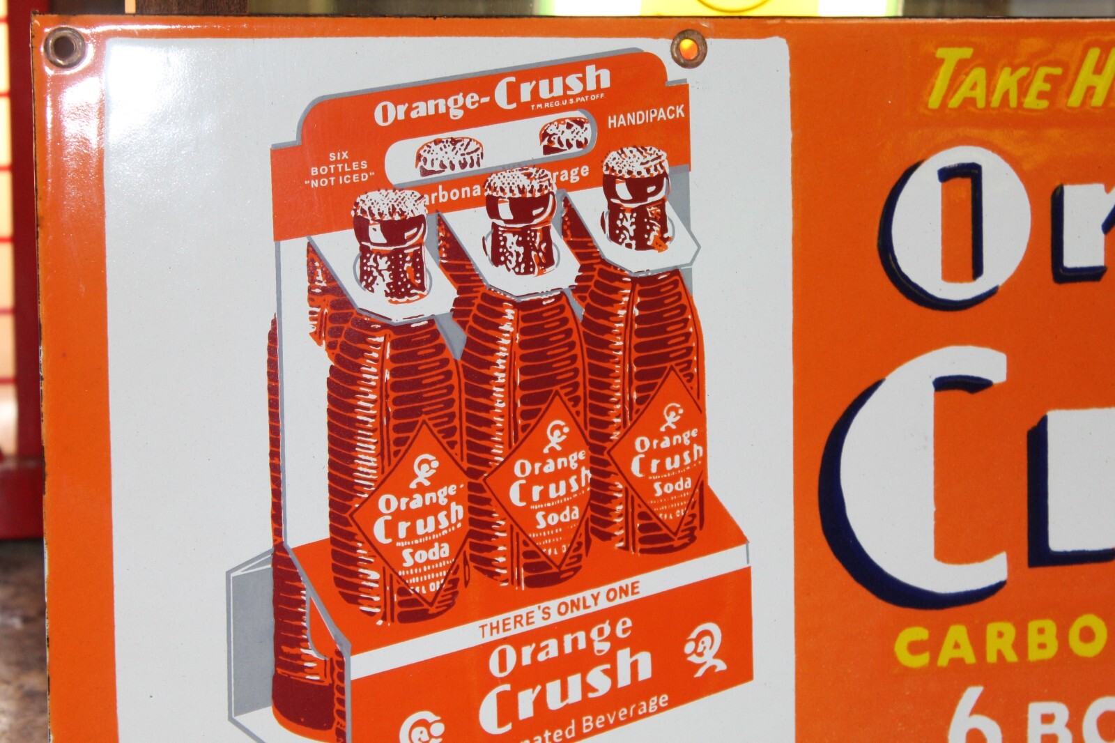 RARE ORANGE CRUSH HANDIPACK SODA POP DEALER PORCELAIN METAL SIGN COKE PEPSI GAS
