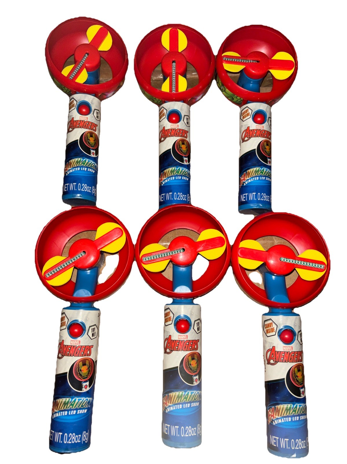 6Pk Marvel Avengers Fanimation Animated LED Show w/Candy Inside