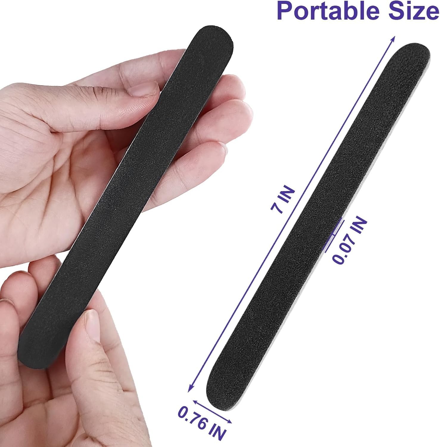 20 Pack 100/180 Grit Nail Files Black Professional Emery Boards Nail