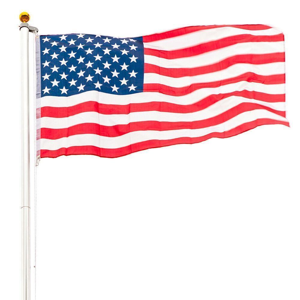 25FT Sectional Aluminum Flagpole + 1 US American Flag Pole Kit