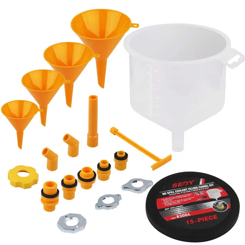 19-Spill Proof Radiator Coolant Filling Funnel Kit Car Auto Fluid Cooling System