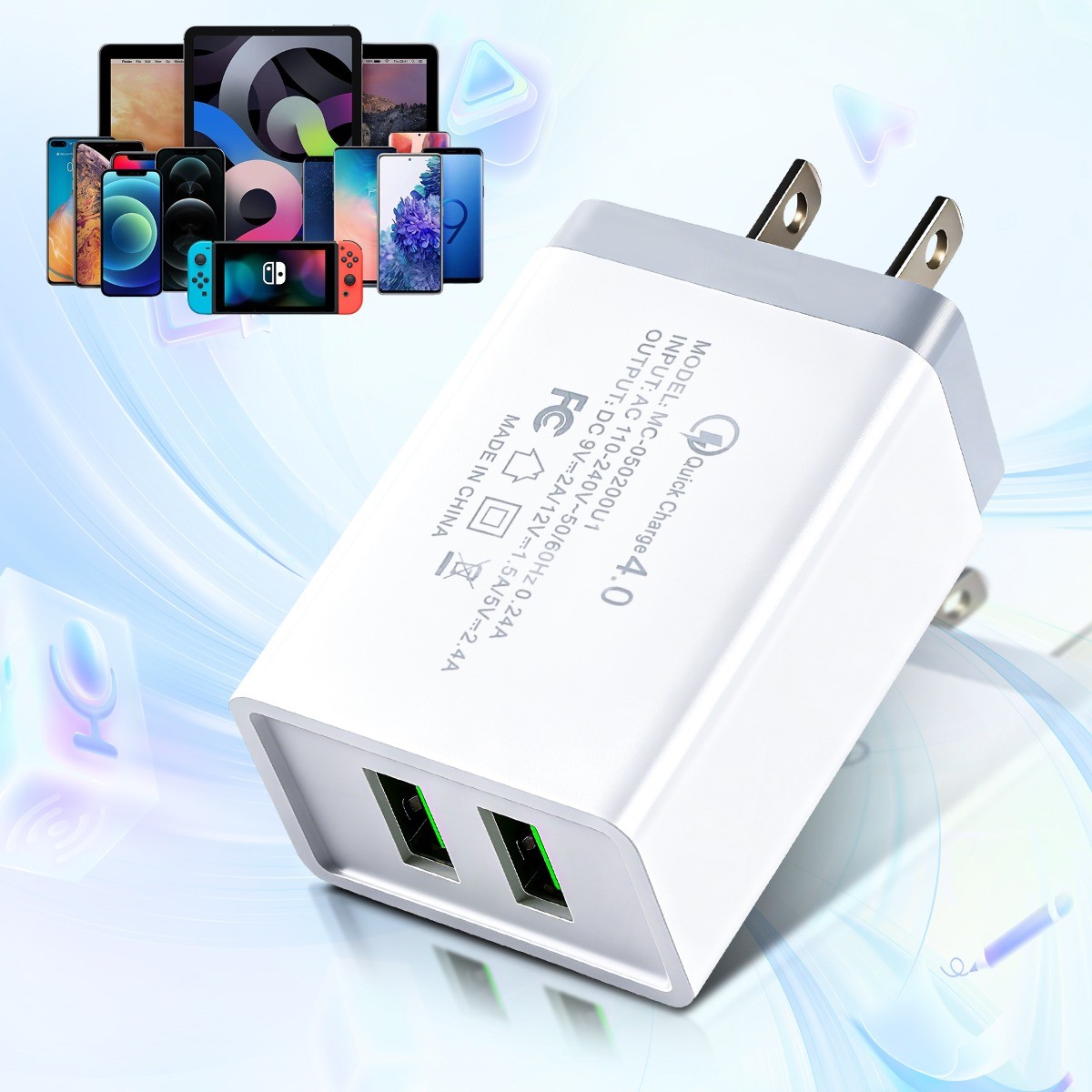 USB Wall Charger Dual Port USB Cube Power Adapter Charger Plug Block ...