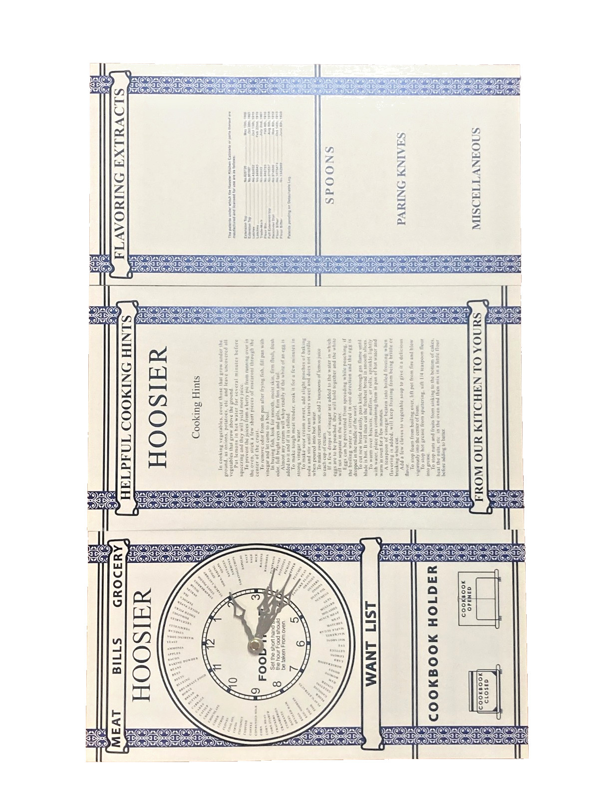 Hoosier Cabinet Door Chart Three Piece Set Flour Bin