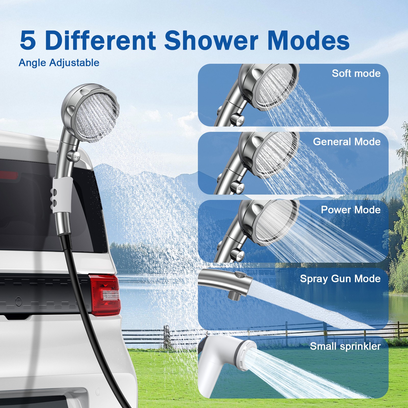 9000mAh Portable Shower Pump for Camping Hiking Beach Pet Bath Garden