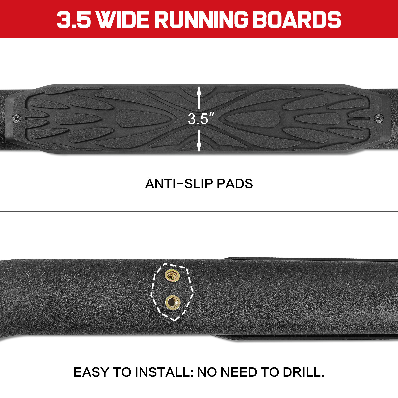 FOR 2002-2008 Dodge Ram 1500 Quad Cab Side Step Curved Running Board Nerf Bar