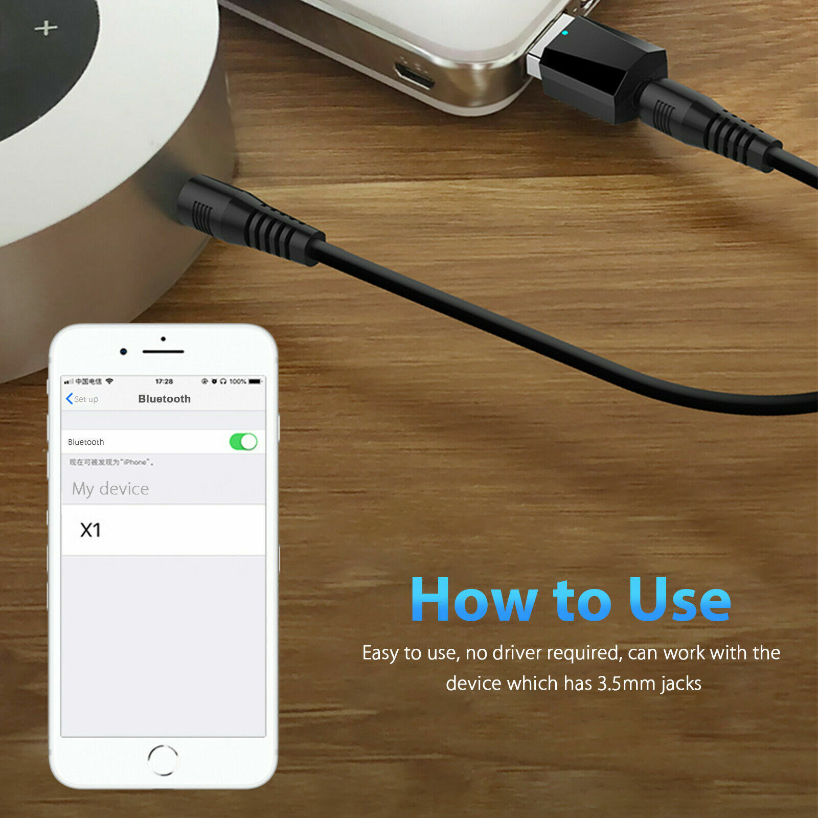 5.0 Audio Receiver Wireless Bluetooth 3.5mm AUX To USB Car Stereo Music Adapter