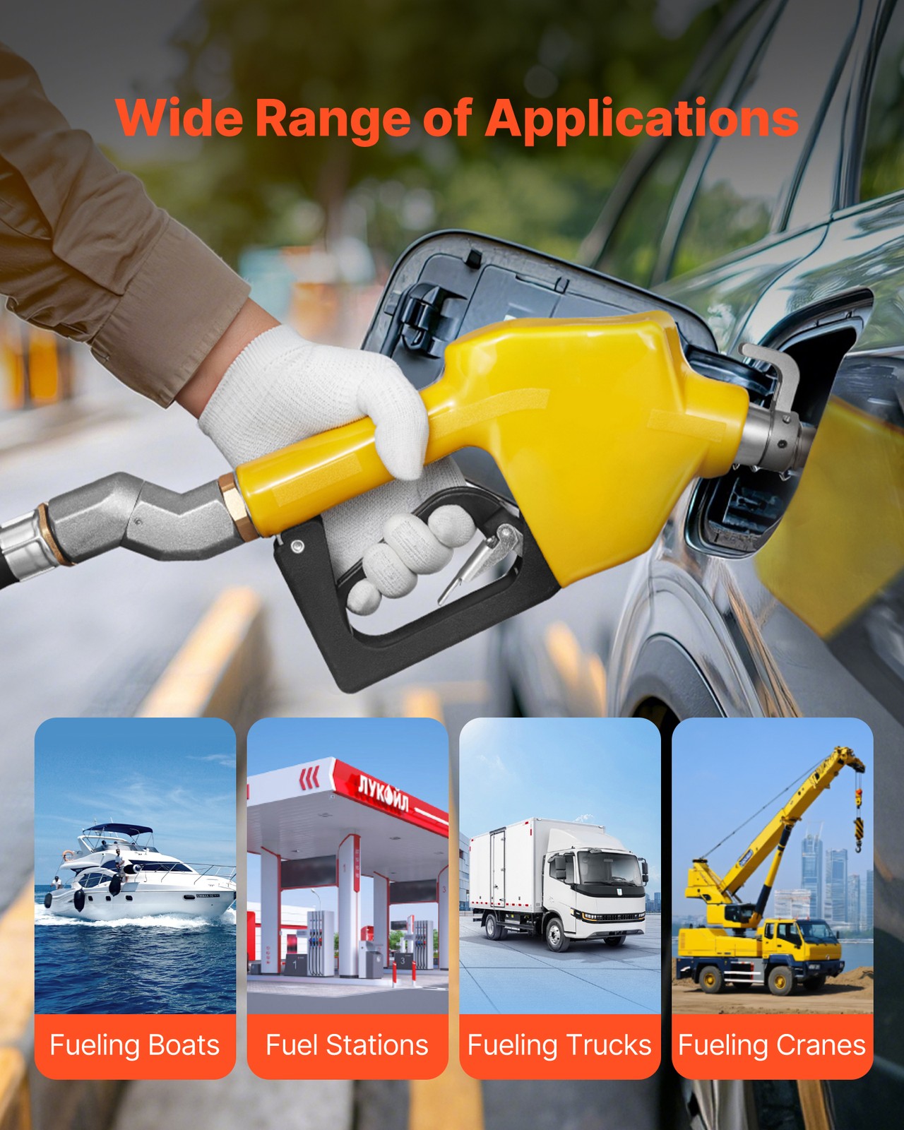 VEVOR 3/4 in NPT Automatic Fuel Nozzle 0.78 in Spout Auto Shut Off Diesel Nozzle