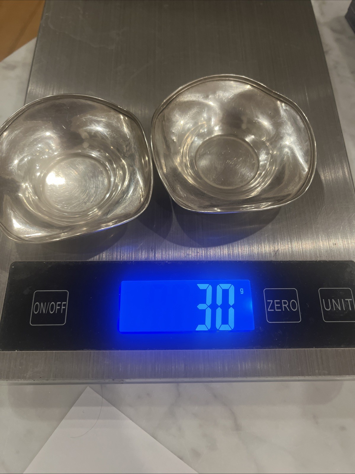 Pair Vintage STERLING SILVER SALT CELLARS Bowl Dishes 30 Grams 2.75”