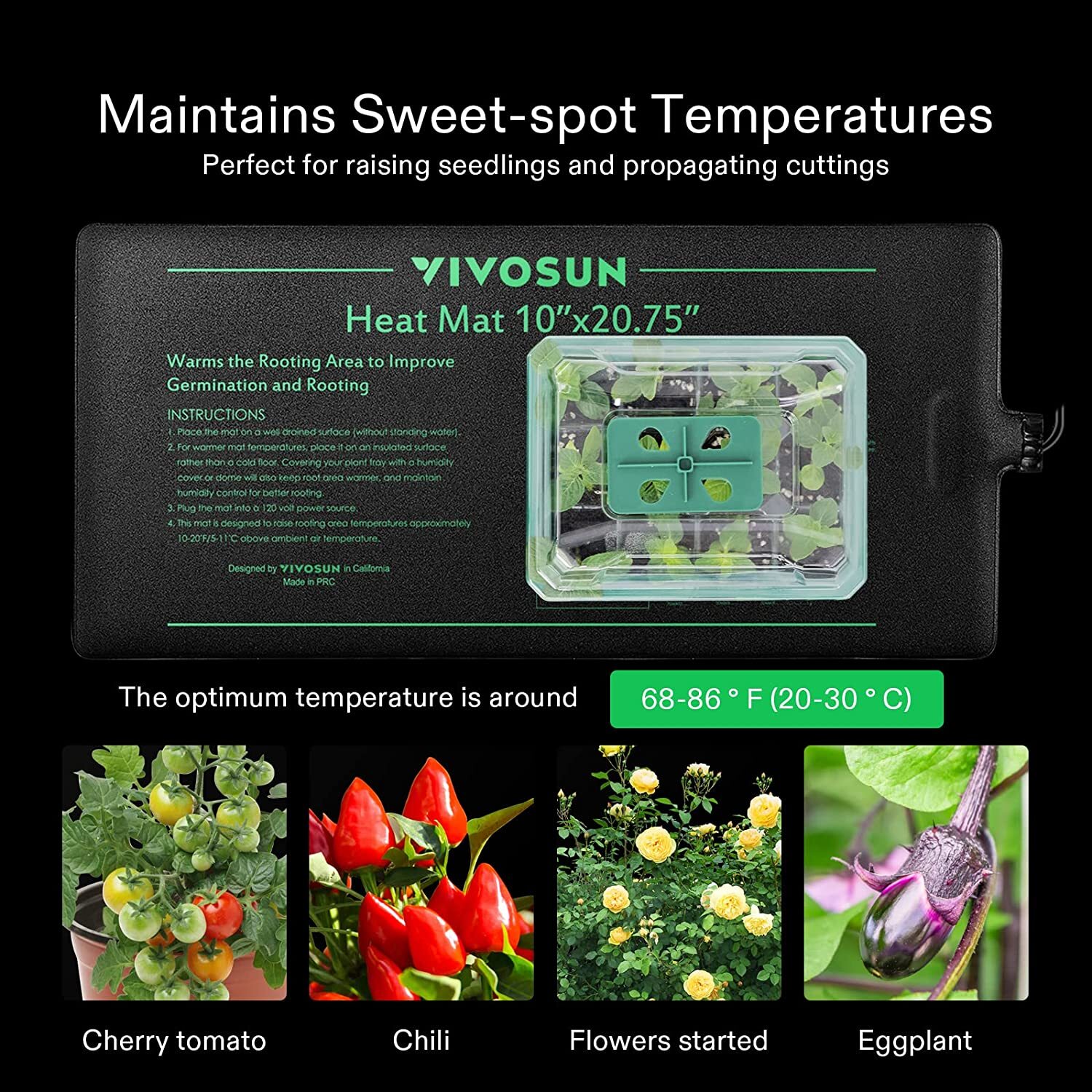 VIOVSUN Seedling Heat Mat with Thermostat Warmer Heating Pad for Plant