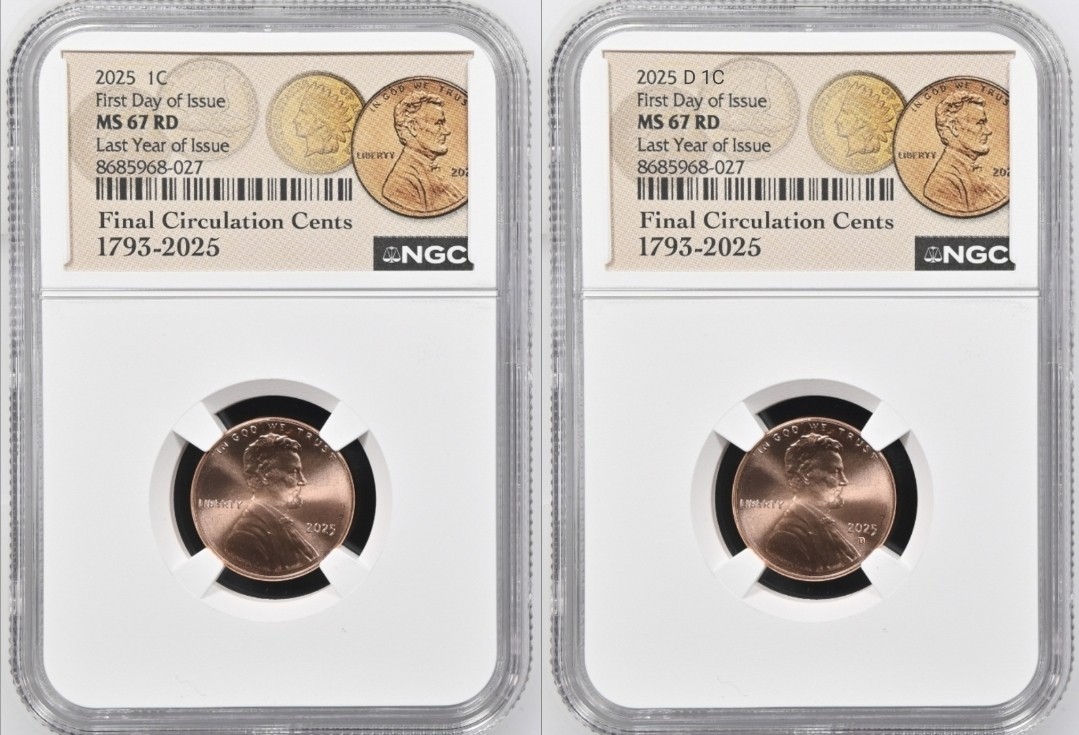 2025 P & D Lincoln SHIELD 1c Cent 2 Coin Set NGC MS67 RD FIRST DAY Issue ; FDI %