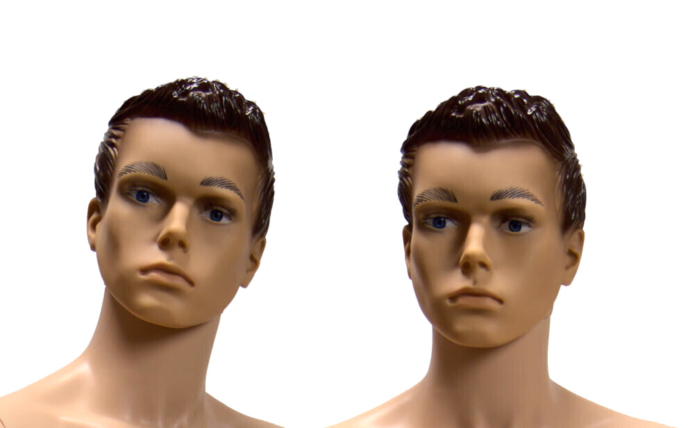 Full body male skin tone realistic looking mannequin mankin + metal stand #08-1F