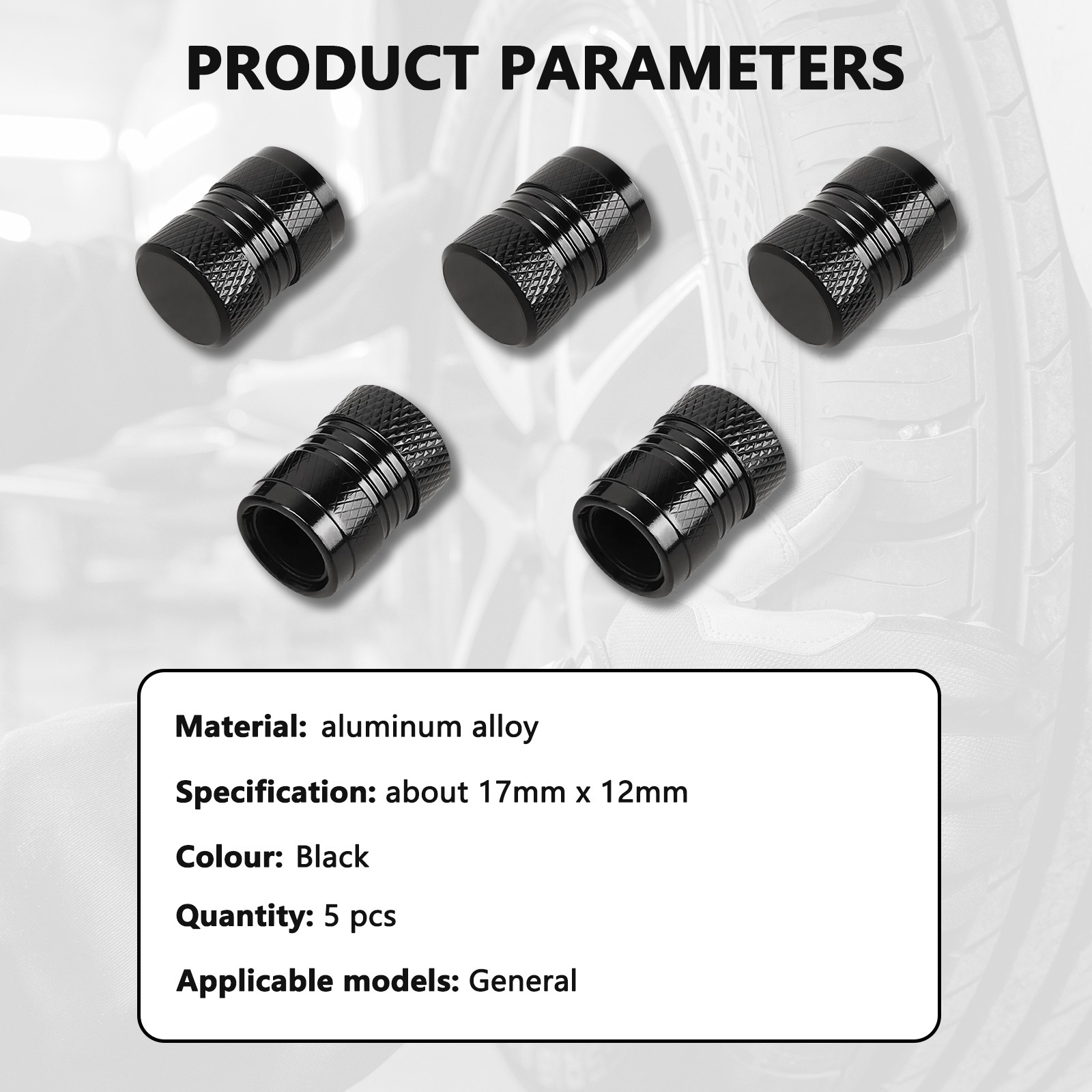 5X Pack Aluminum Valve Stem Caps Tire Covers Rust-Free Metal Screw Lid Car/Truck