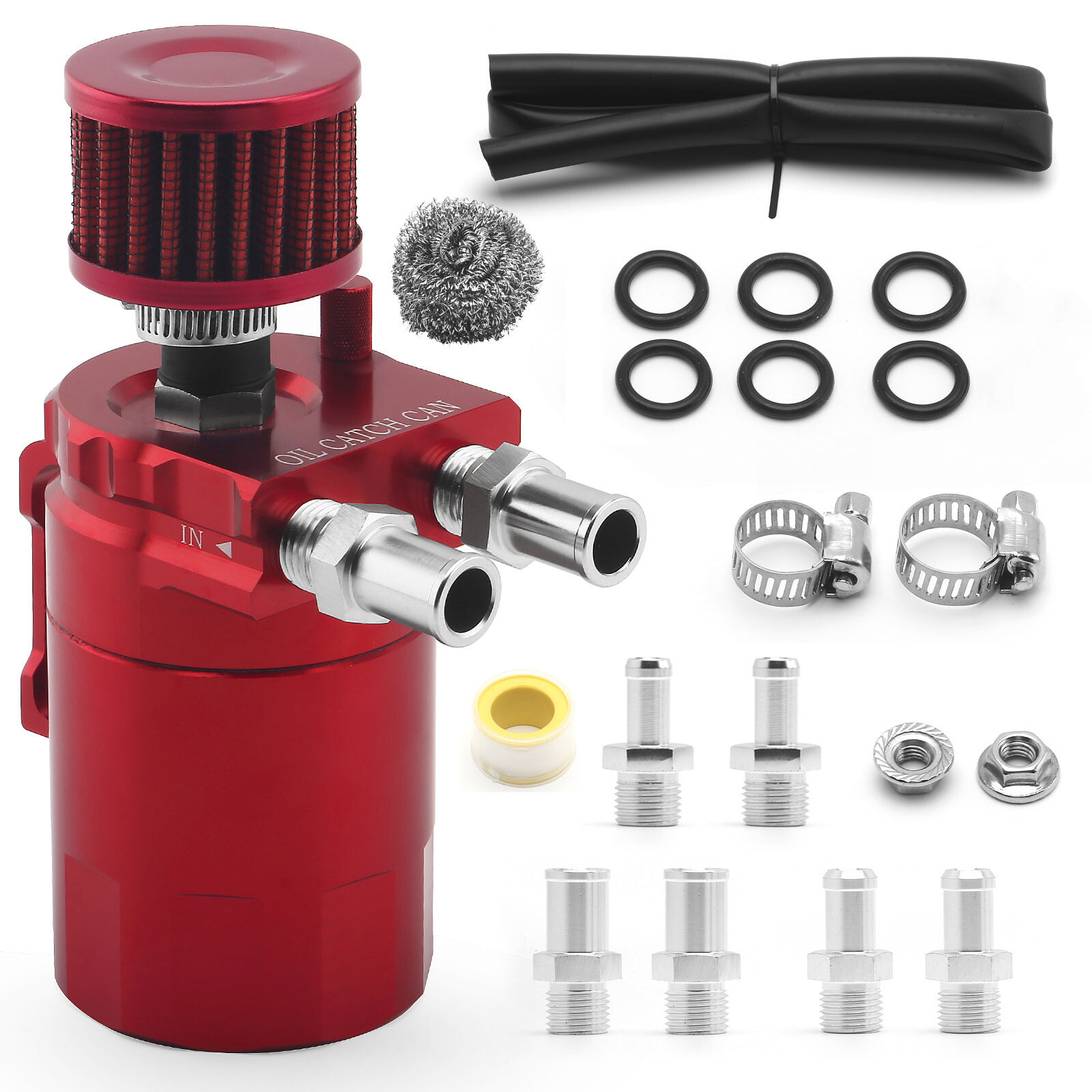 Oil Catch Can Kit Reservoir Baffled Tank with Breather Filter Universal Aluminum