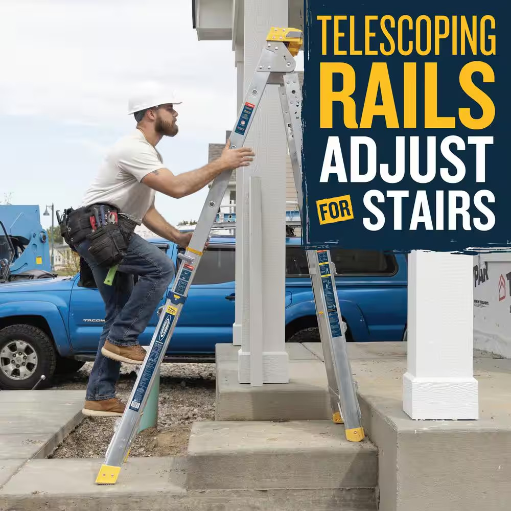 16 Ft. Reach Aluminum Adjustable Multi Position Ladder with 375 Lb. Load Capacit