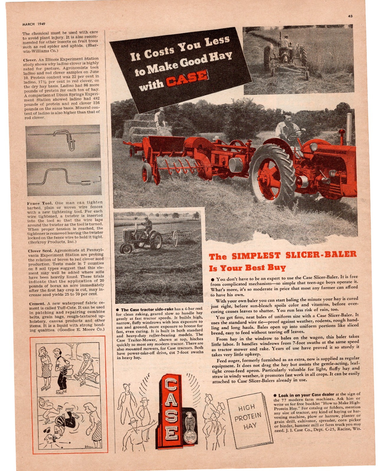 1949 Case Simplest Slicer Baler is your Best Buy Single Page Print Ad