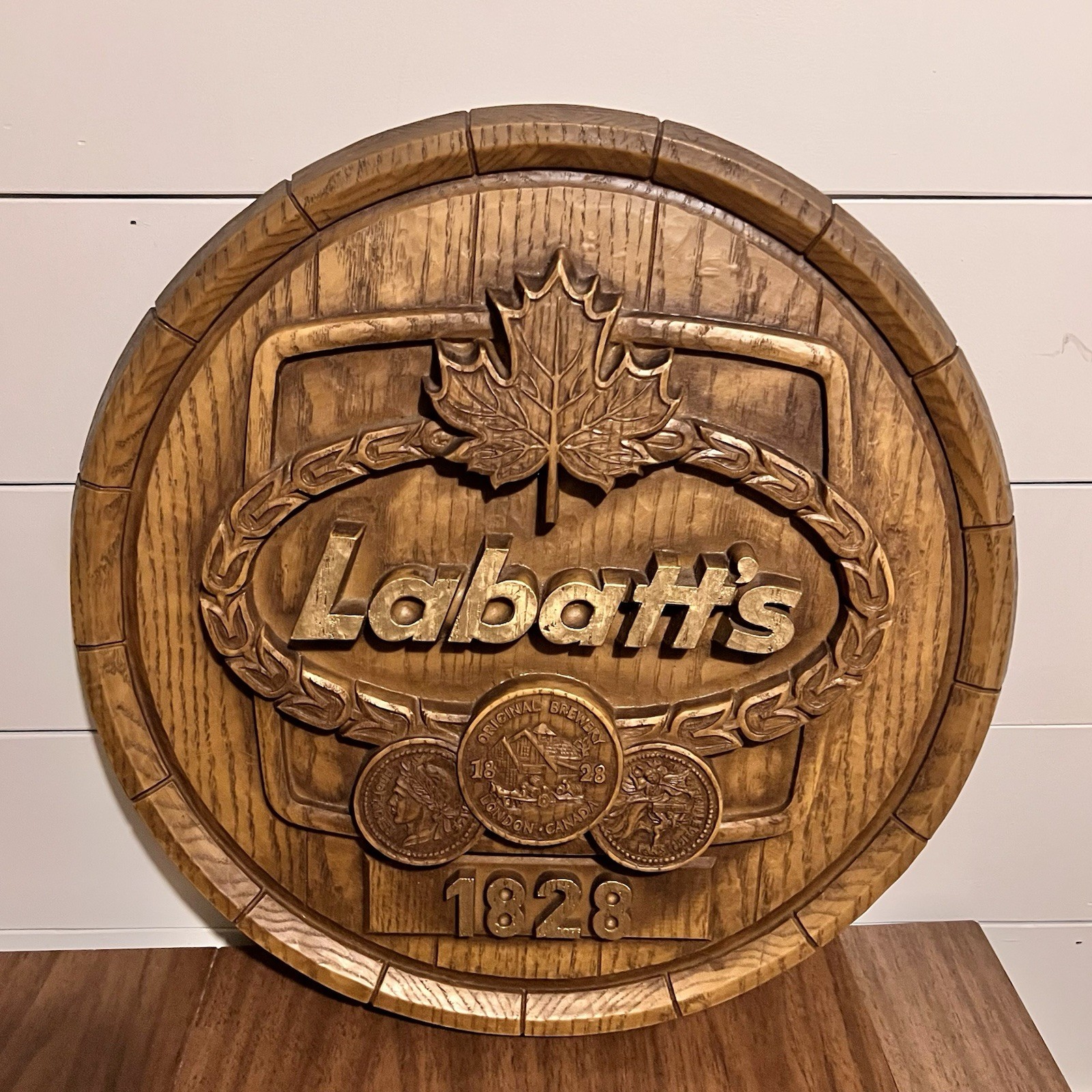 Labatt’s Beer Barrel Wall Sign 19” Vintage 3D Canadian Brewery Bar Decor