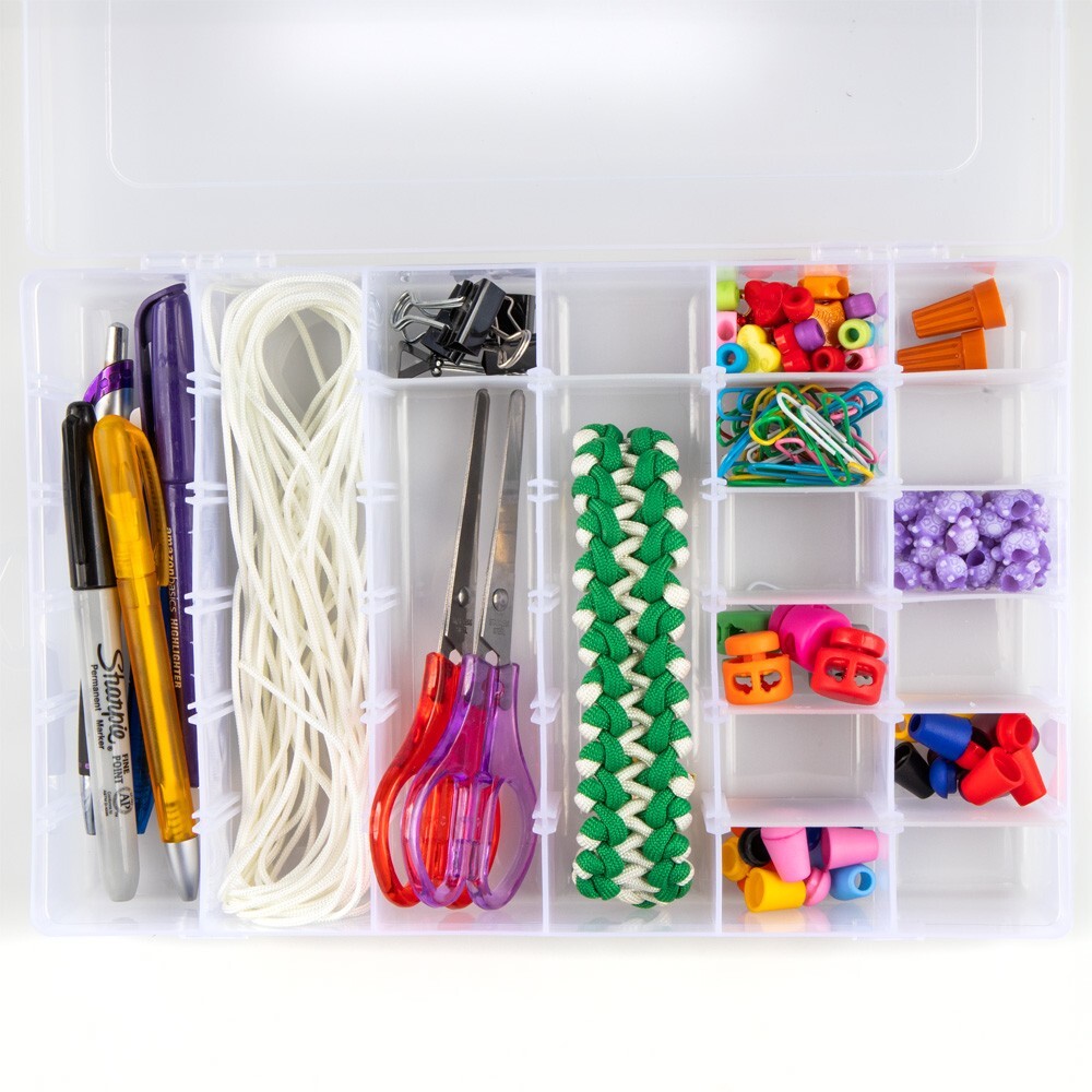Embroidery Floss & Thread Organizer Box - Clear White Plastic - 17 Compartments