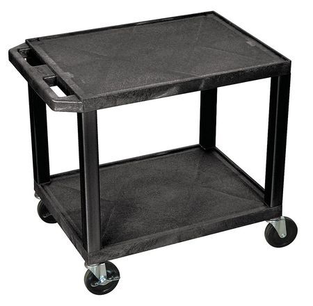 Zoro Select Wt26 Thermoplastic Resin Utility Cart With Lipped Plastic Shelves,
