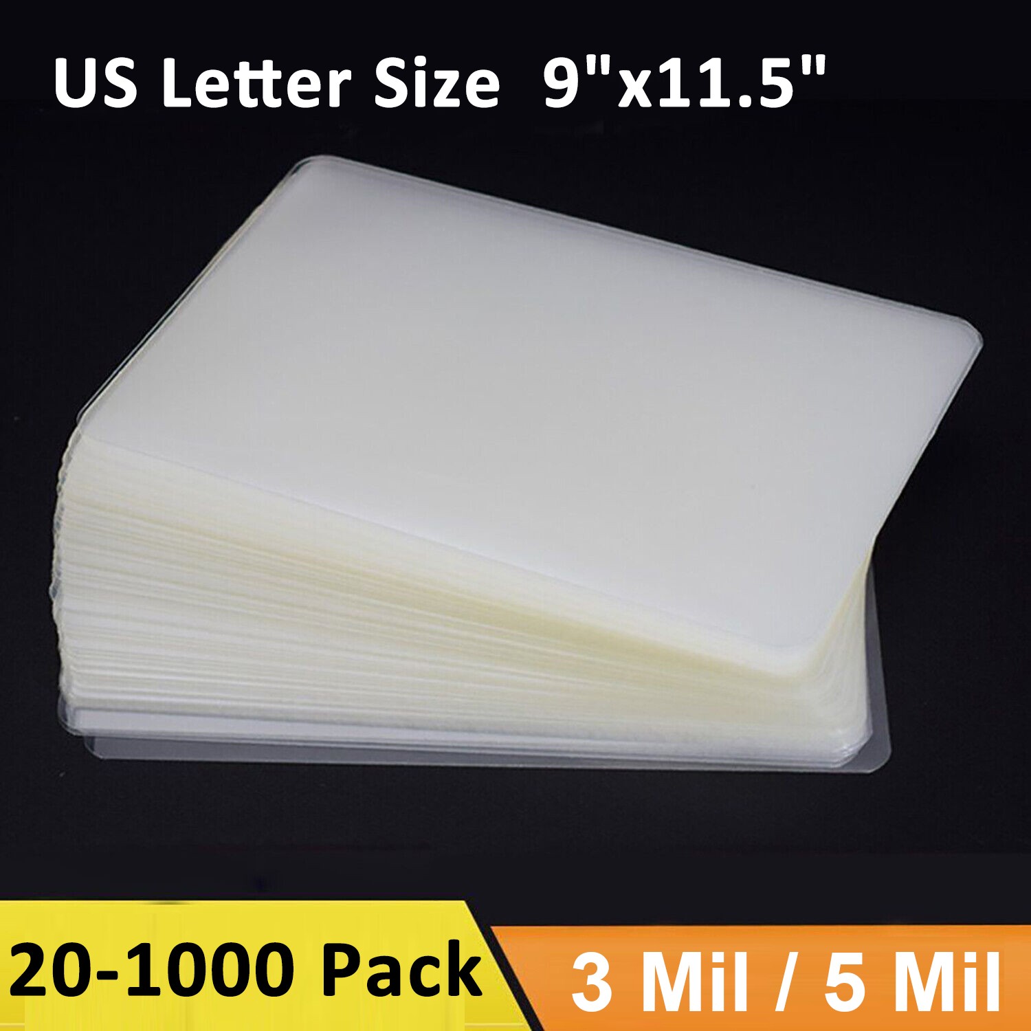 9"x11.5" Sheet Clear Letter Size Laminator Thermal Laminating Pouches 3Mil 5Mil
