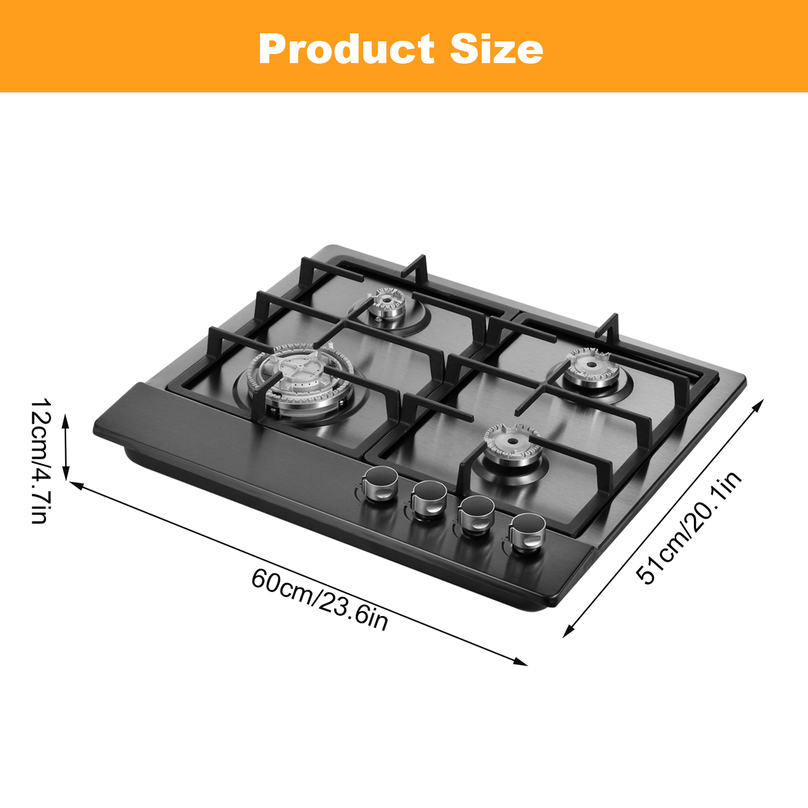 Gas Stove 4 Burner Propane Stove Portable Auto Ignition Gas Cooktop LPG BBQ Camp