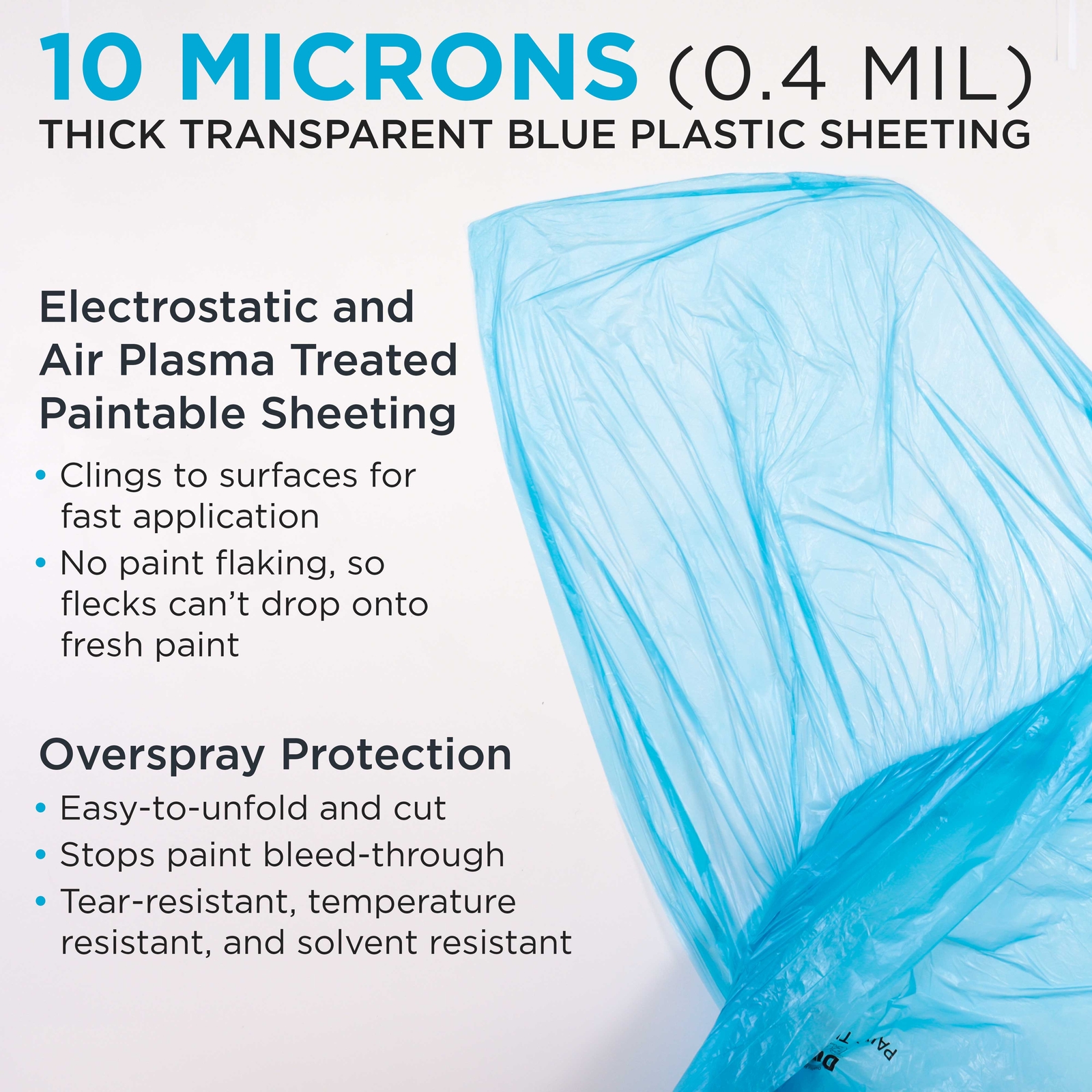 Dura-Gold 12' x 400' Roll Pure Blue Premium Overspray Paintable Plastic Sheeting