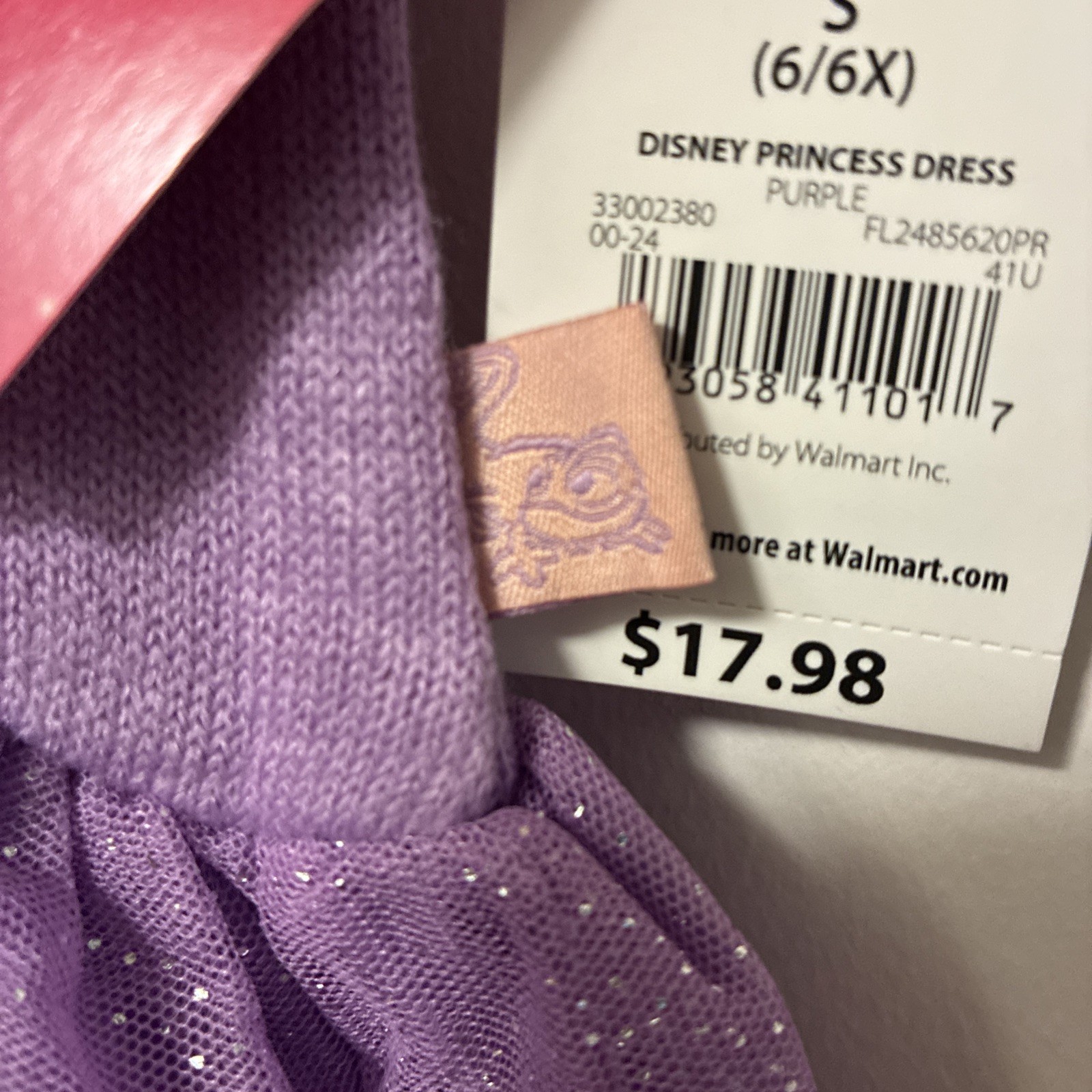 Disney Princess Tangled Rapunzel Sweater Dress Girls 6-6X purple Short Sleeve