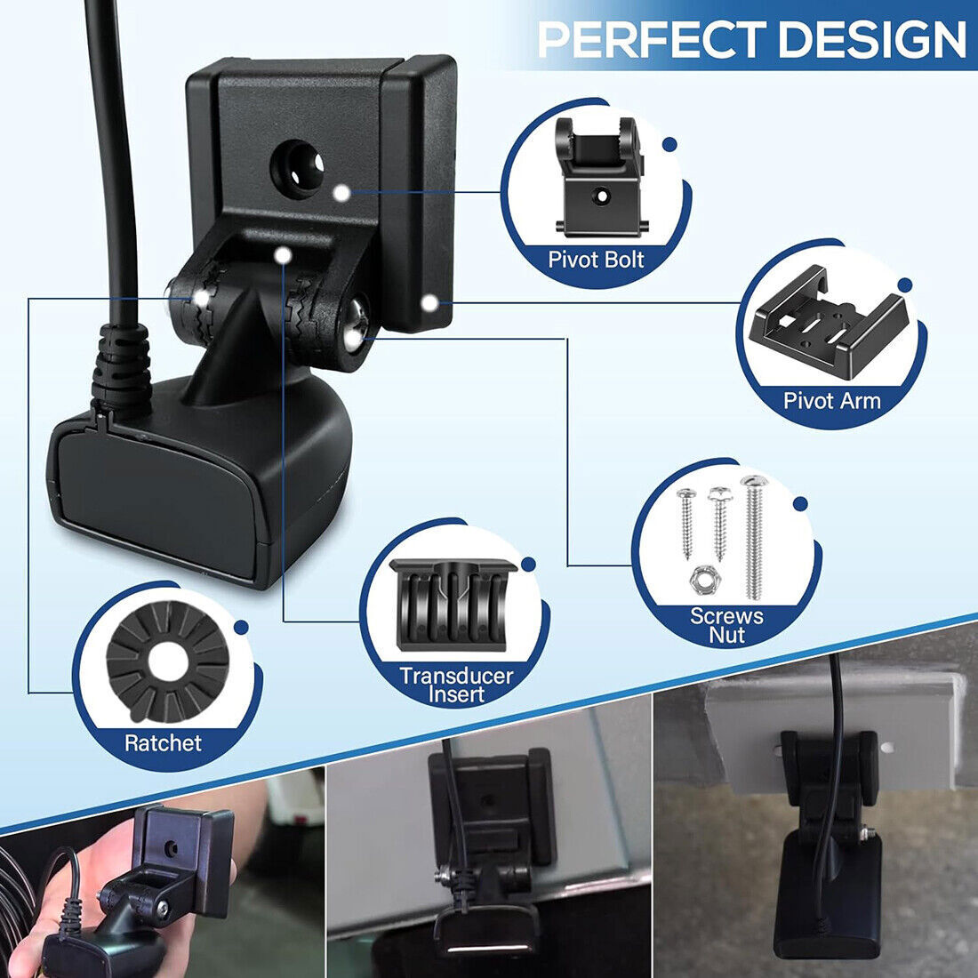 For Humminbird 740093-1 Transducer Mount MHX XNT Hardware Transom Mount Bracket