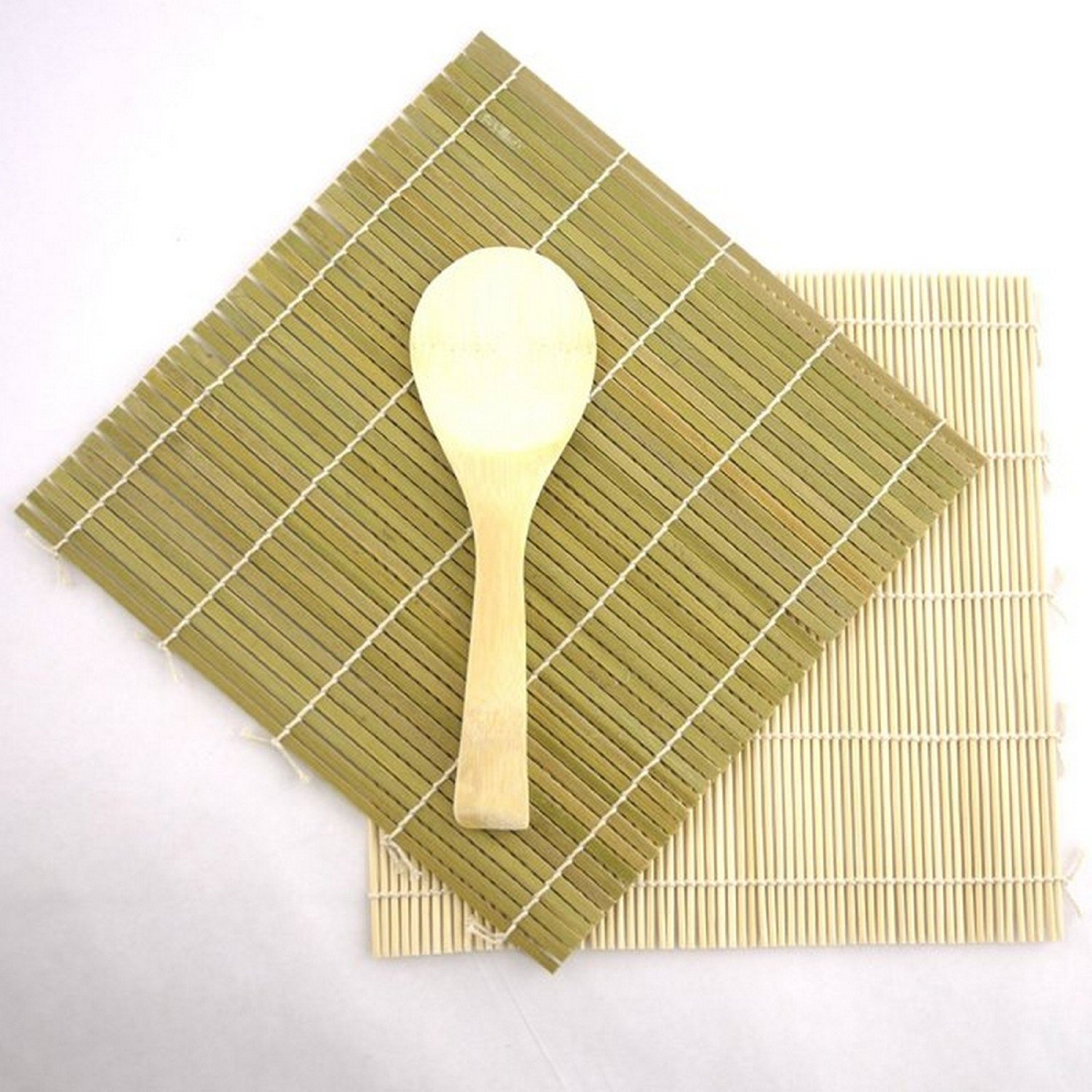 Green/Yellow Bamboo Sushi Mat With Rice Paddle Set S-3675