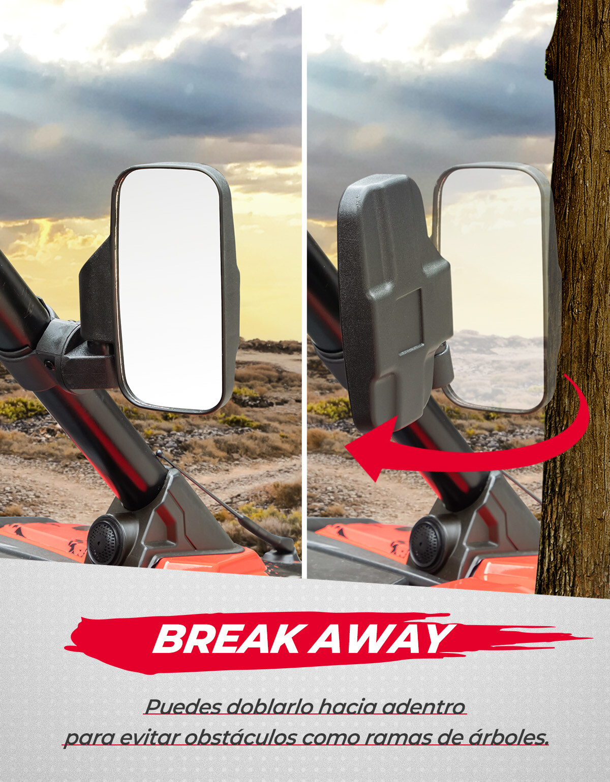 1.75"-2" UTV Rear View Side Mirrors For Kubota RTV 850 900 1100 1140 X-Series