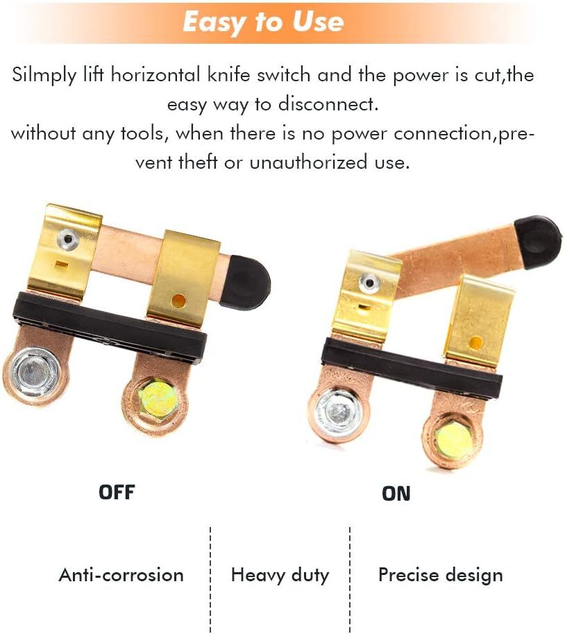 Auto Battery Disconnect Switch Blade Side Post Terminal Car Shut Cut Off Vehicle