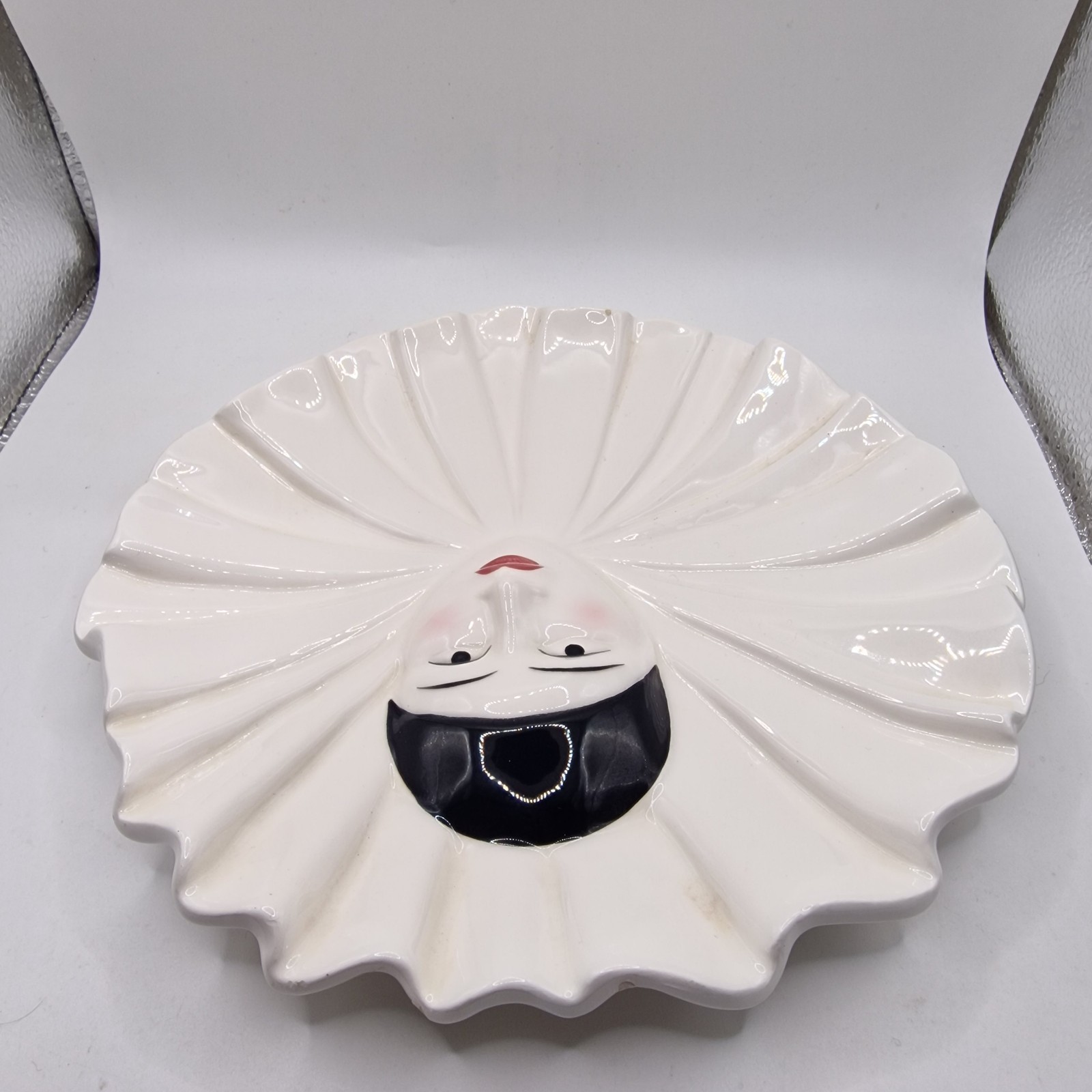 Vintage Tastesetter Sigma Pierrot Clown Face Plates Pair 80s Japan Mime Art Deco