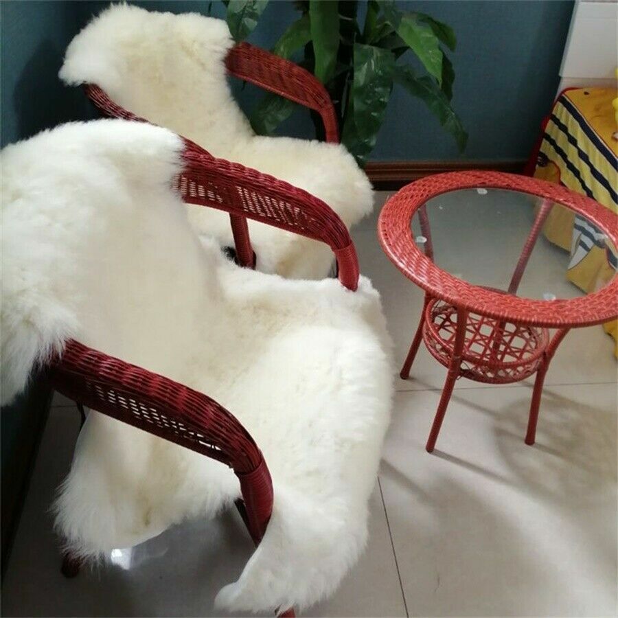 Ivory Real Sheepskin Rugs Fluffy Fur Sofa Couch Mats Soft Skin Fur Car Seat Pads