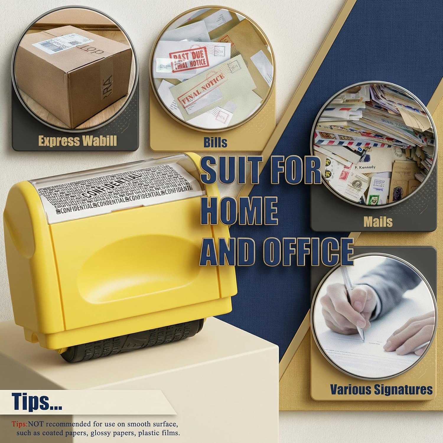 2 Pack Identity Protection Roller Stamps Identity Theft Stamp Confidential Ro...