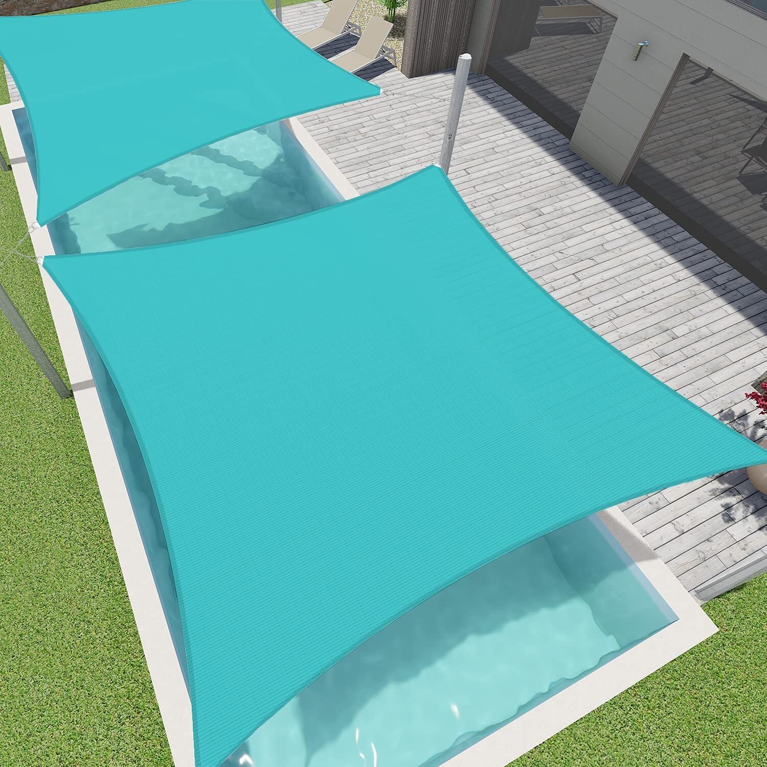 TURQUOISE Rectangle Sun Shade Sail Fabric Awning Top Canopy Patio Custom 2-16 FT