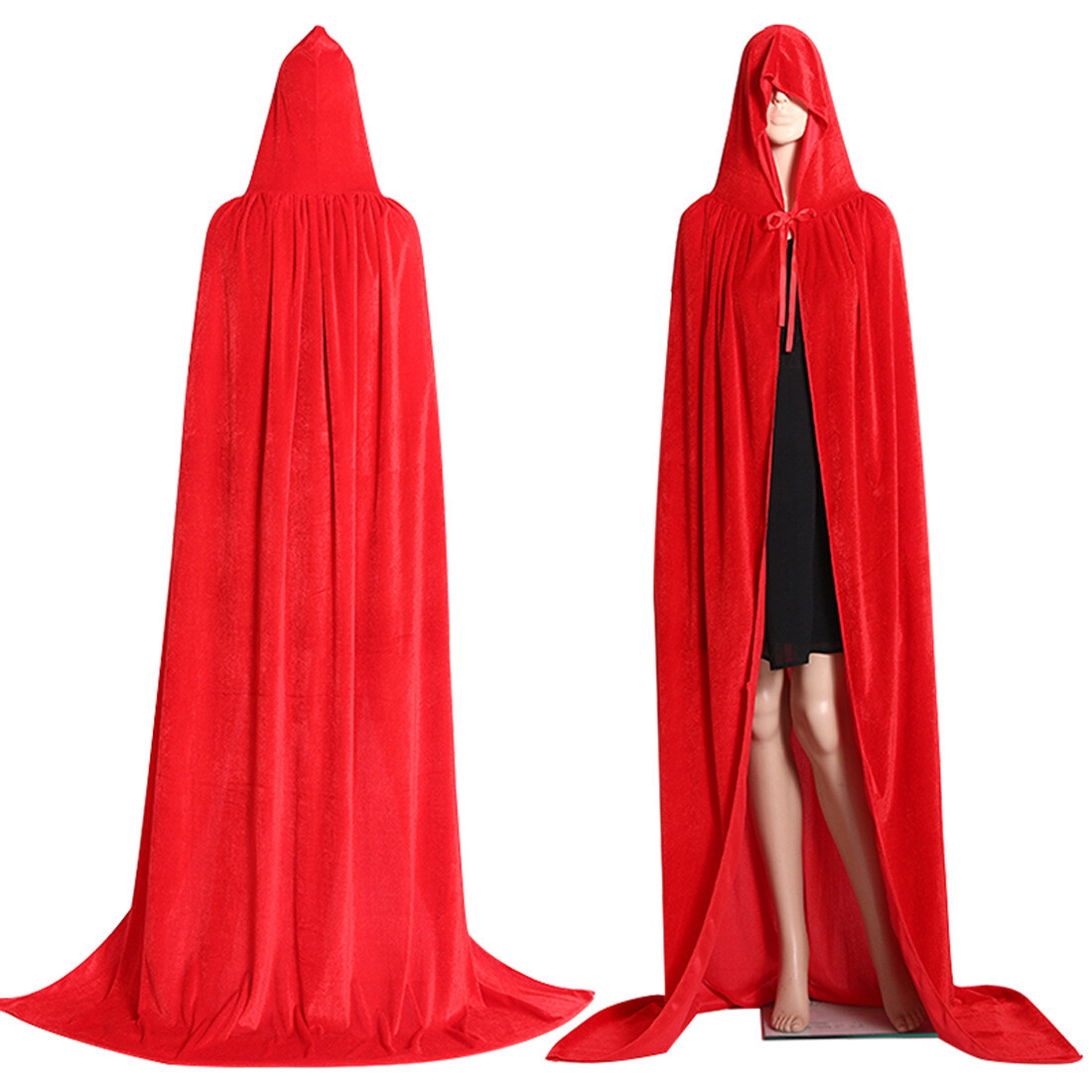 Halloween Velvet Cloak Cape Gothic Hooded Costume Vampire Cosplay Party Medieval
