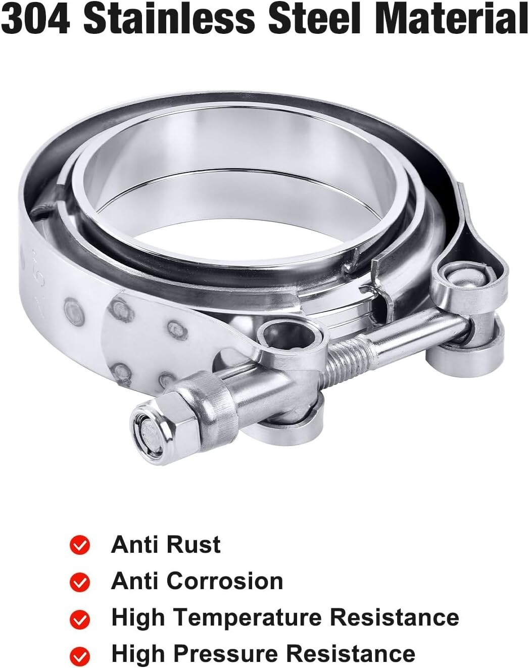 8PCS 3inch Stainless Steel V-Band Clamp SS 304 flange Vband Exhaust Downpipe