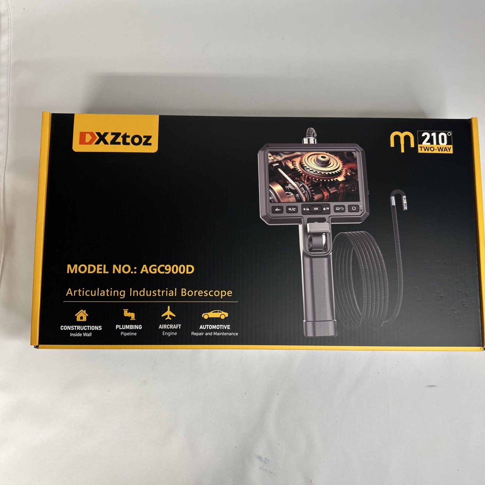 Dxztoz Dual-Lens Articulating Borescope, 6.5Mm Slim Probe, Two-Way 210°Rotate In