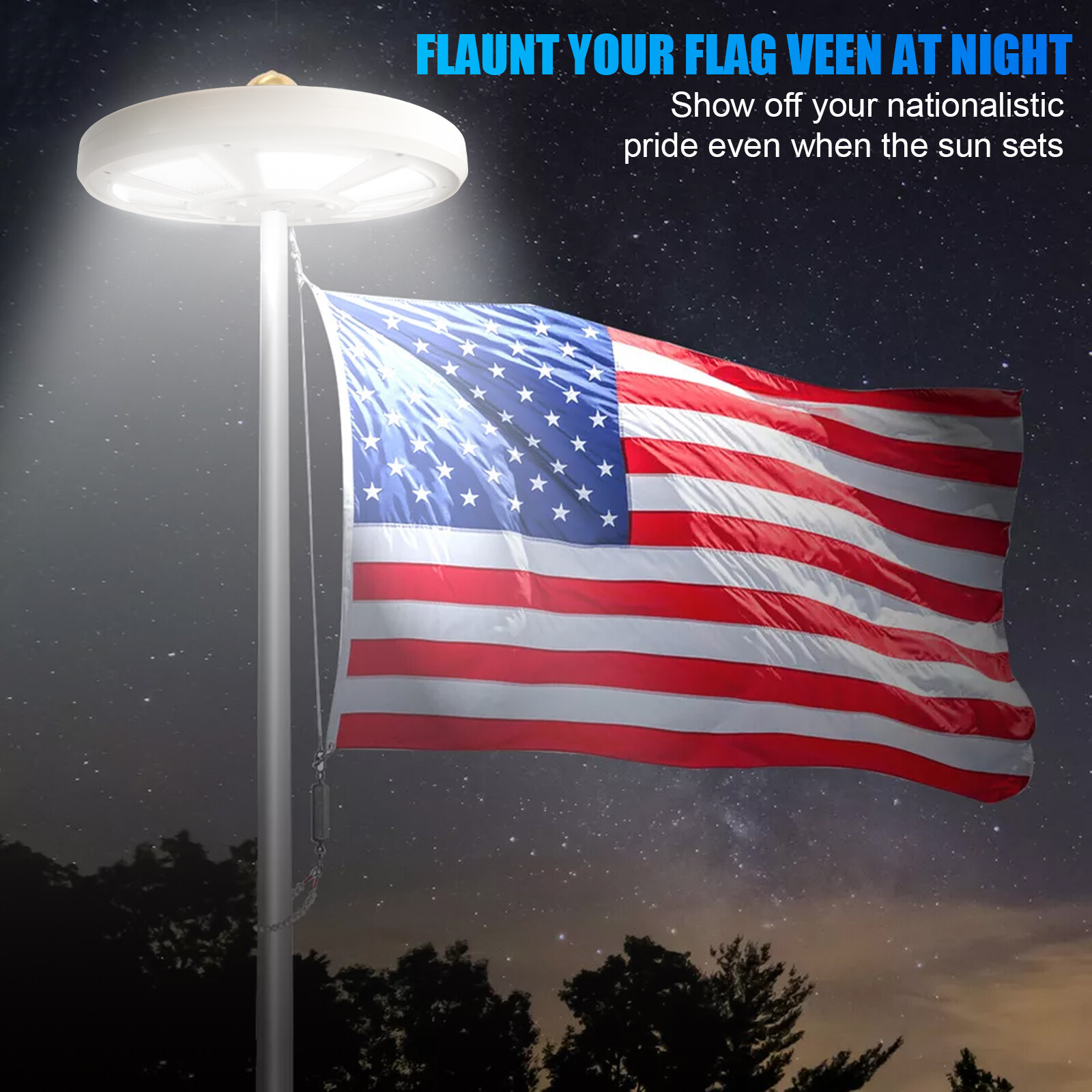 136 LED Solar Flag Pole Light New Super Bright Solar Powered Light Waterproof US