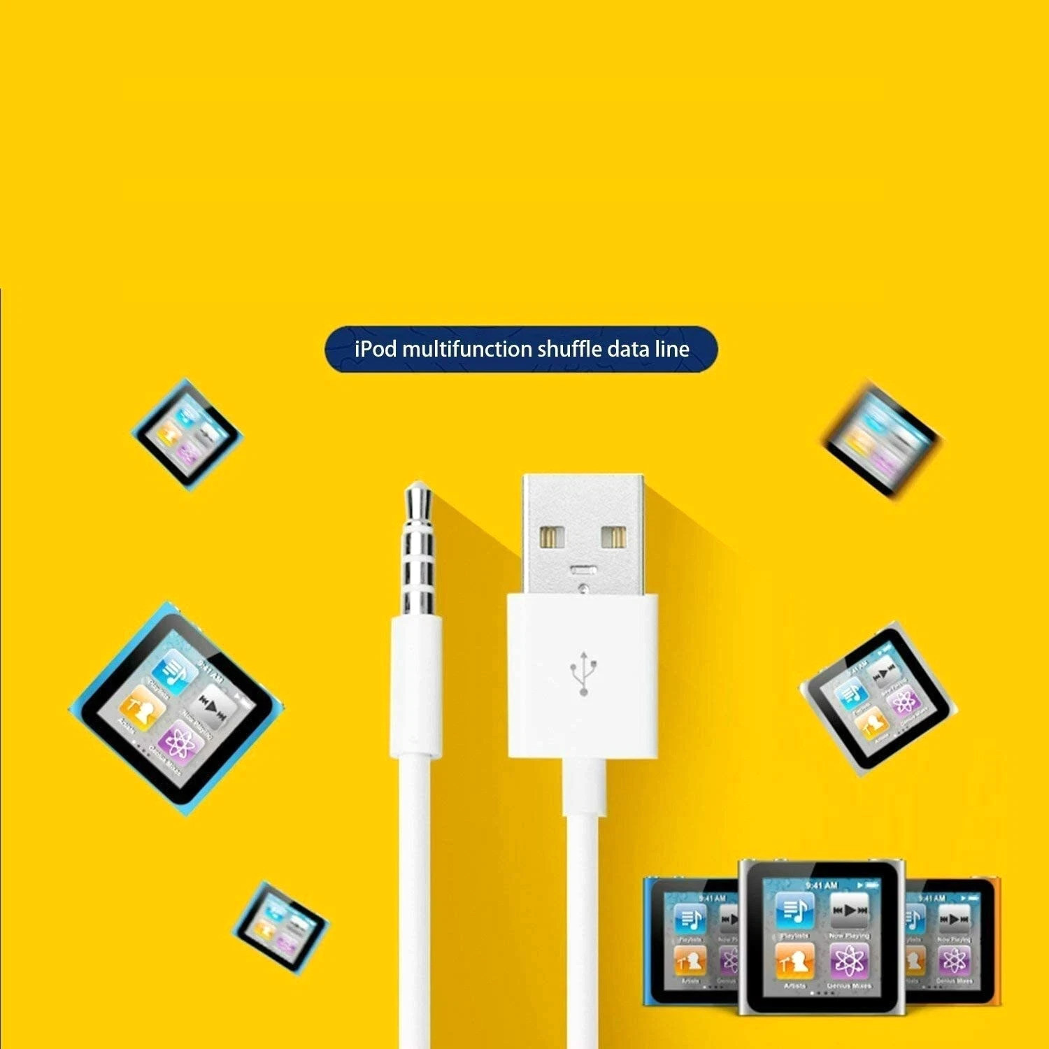 USB Charger Data SYNC Cable for Apple iPod Shuffle 3rd 4th 5th 6th 7th Gen 3.5mm