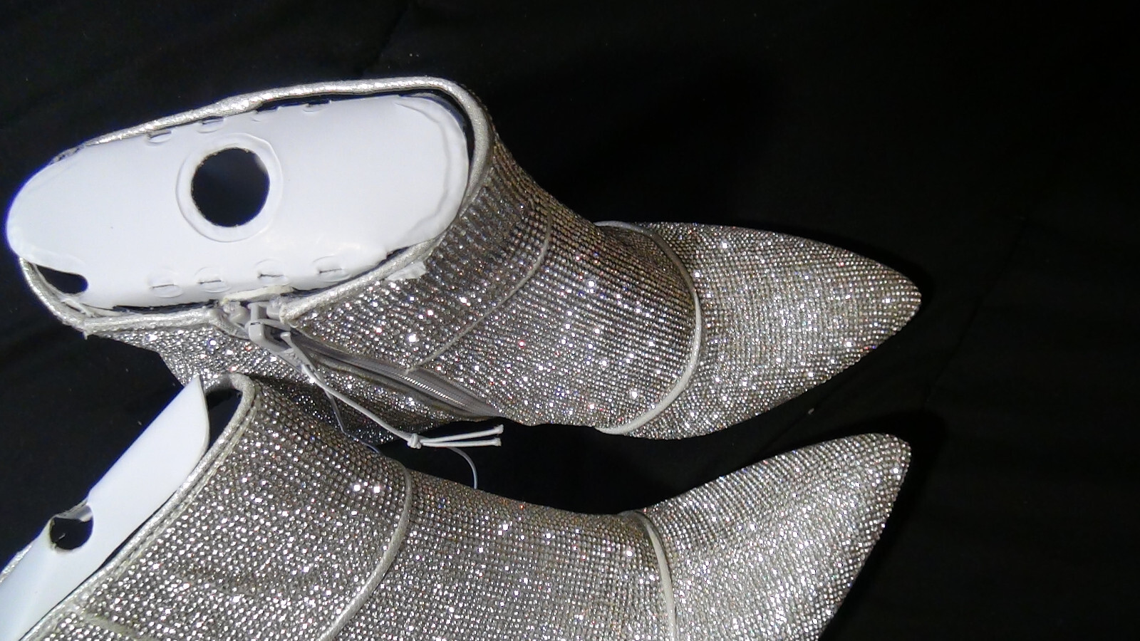 A New Day Cailin Womens Rhinestone Wide Width Ankle Boots Silver Size 8W