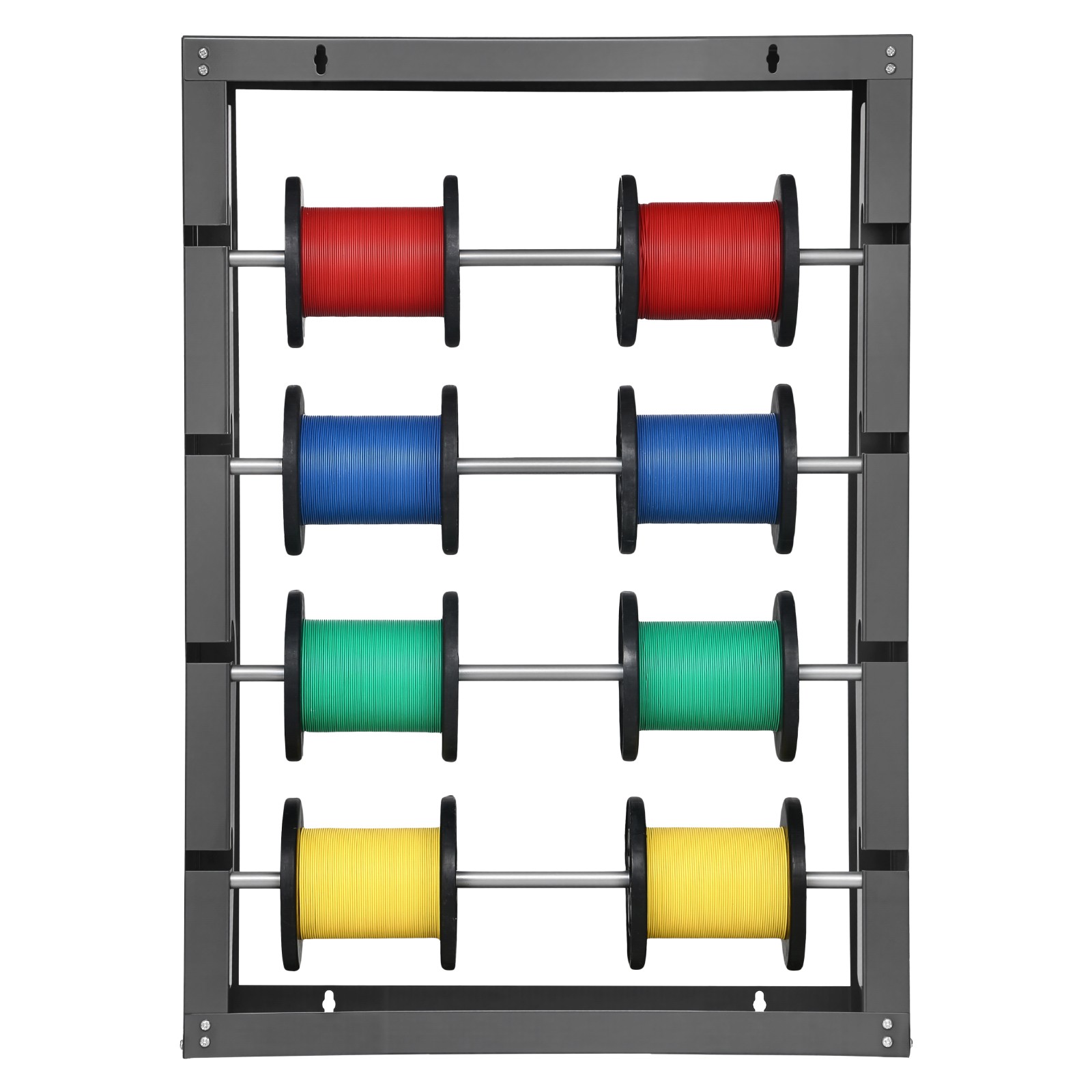 Wire Spool Rack 4 Adjustable Rods Spool Holder Wall Mounted 150 lbs Capacity