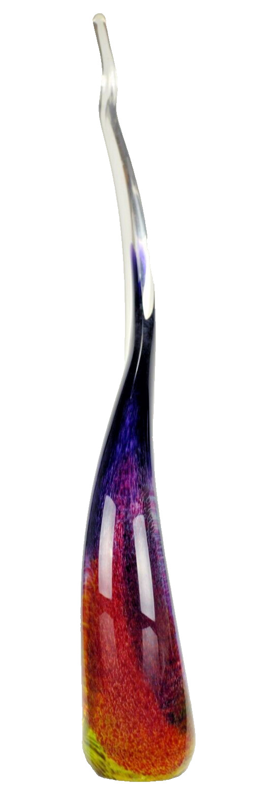 MERIDIAN STREET Art Glass Rainbow Flame Sculpture Hand Blown John McDonald New