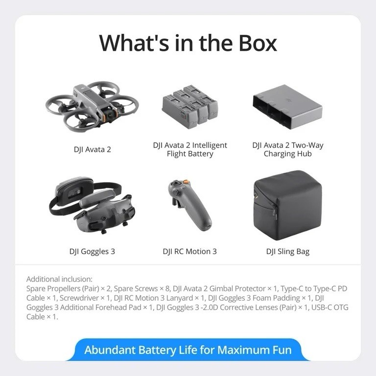 DJI Avata 2 Fly More Combo (3 Batteries) FPV Drove with Camera 4K